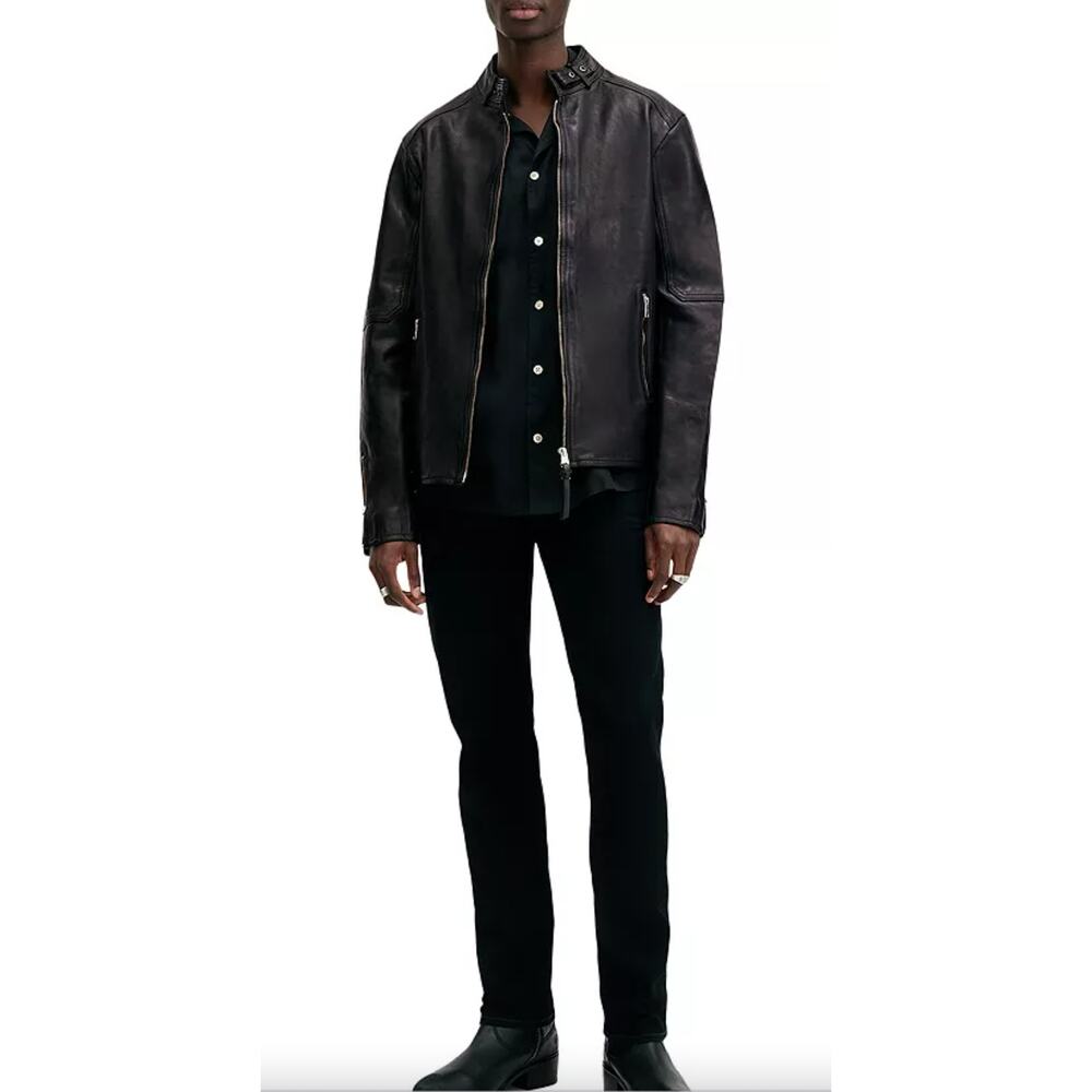 AllSaints Cora Slim Fit Zip Leather Jacket